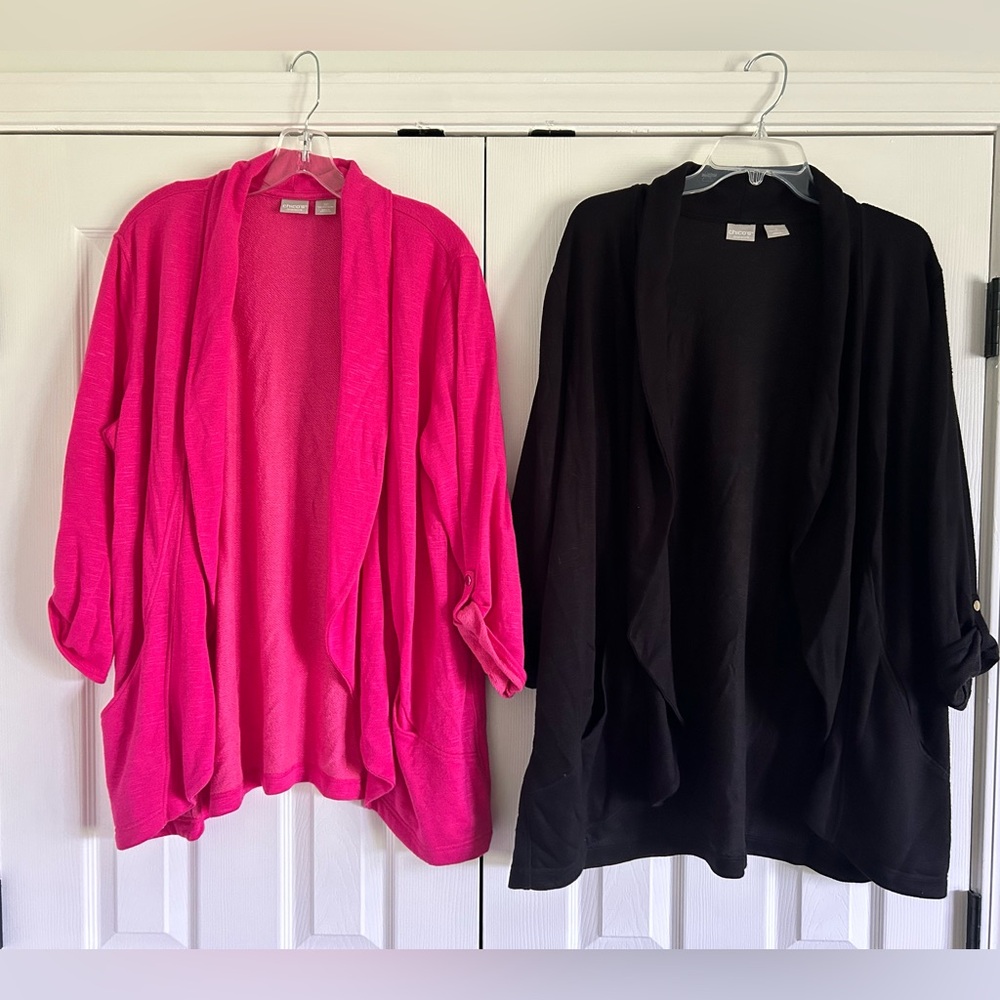 **Sweater Bundle** Chicos, size 3/XL & 3P/XLP, pink and black cardigans